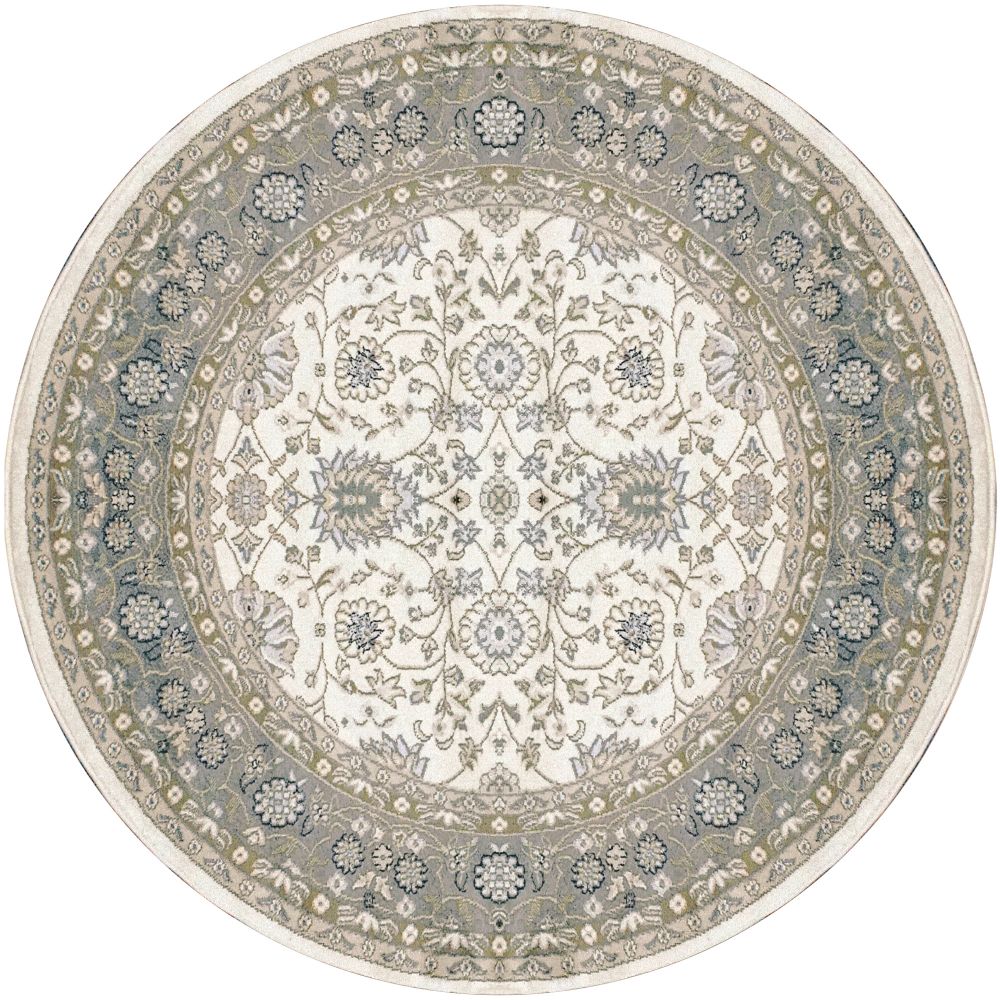 Dynamic Rugs 2803-190 Yazd 5.3 Ft. X 5.3 Ft. Round Rug in Ivory/Grey